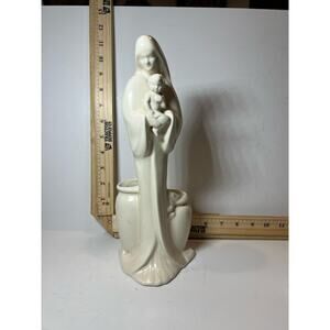 Vintage Madonna & Child Ceramic Planter Vase Religious Holy Mother Sculpture